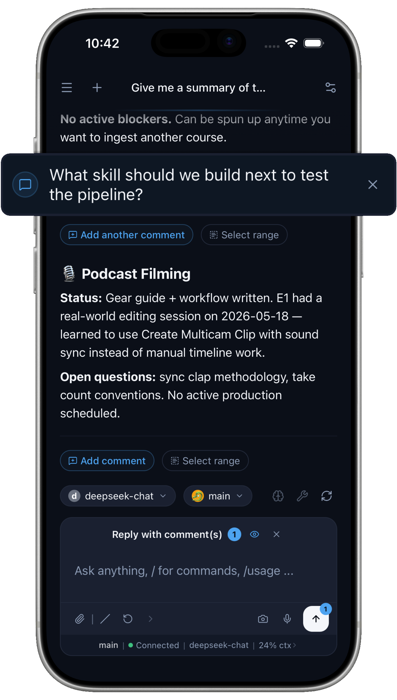 ClawBoy showing an inline comment on an agent's plan